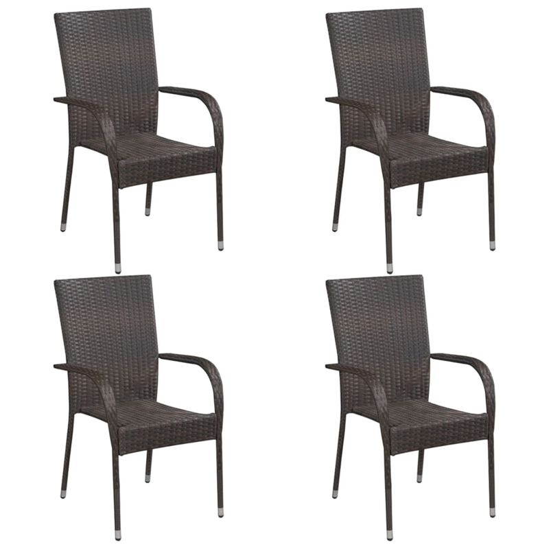 vidaXL Stackable Outdoor Chairs 4 pcs Poly Rattan Brown