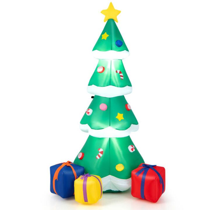 Hivvago 6 Feet Tall Blow up Christmas Tree with 3 Gift Boxes