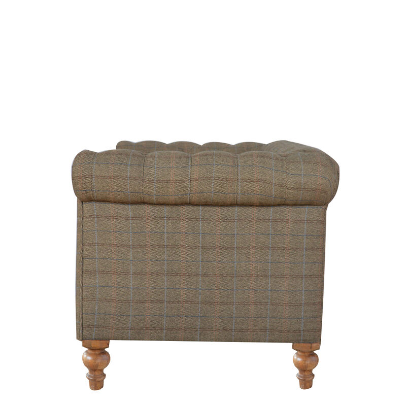 Multi Tweed 2 Seater Chesterfield Sofa Solid Wood