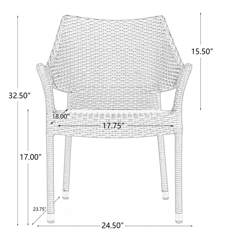 Merax PE Wicker Armchair Dining Lounge Chairs for Outdoor Indoor ( 1 PCS)