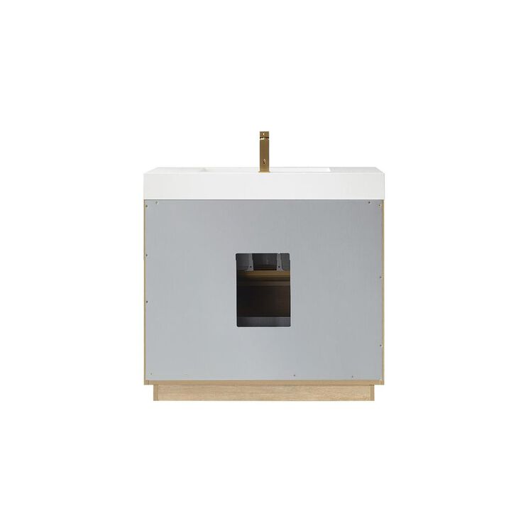 Vinnova Design Single Sink Bath Vanity with White Composite Integral Square Sink Top