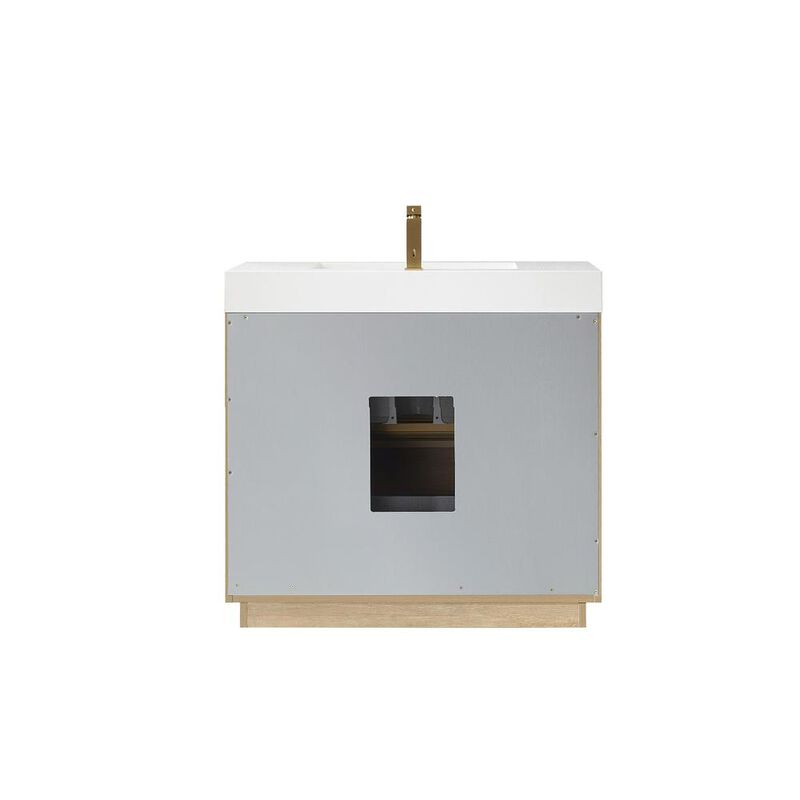 Vinnova Design Single Sink Bath Vanity with White Composite Integral Square Sink Top