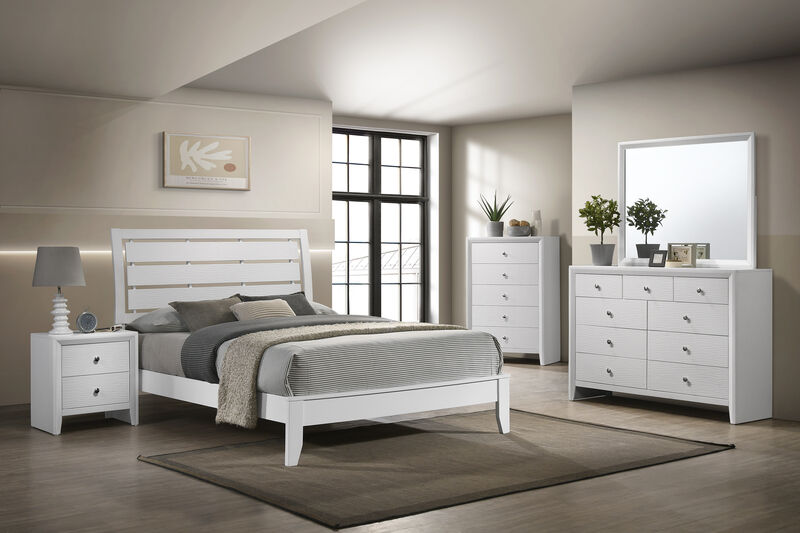 Streamdale Queen Geometric Panel Bed with Curved Headboard