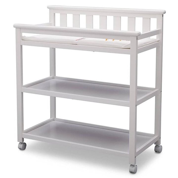 Hivvago Modern White Baby's First 2 Shelf Changing Table with Wheels