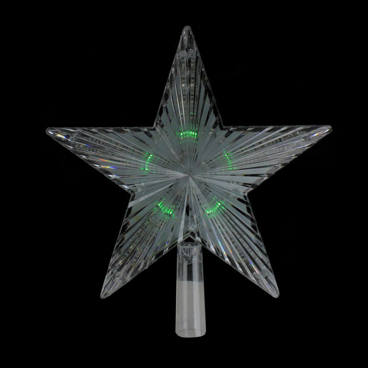 9" Pre-Lit Clear Crystal Star Christmas Tree Topper - Multicolor LED Lights