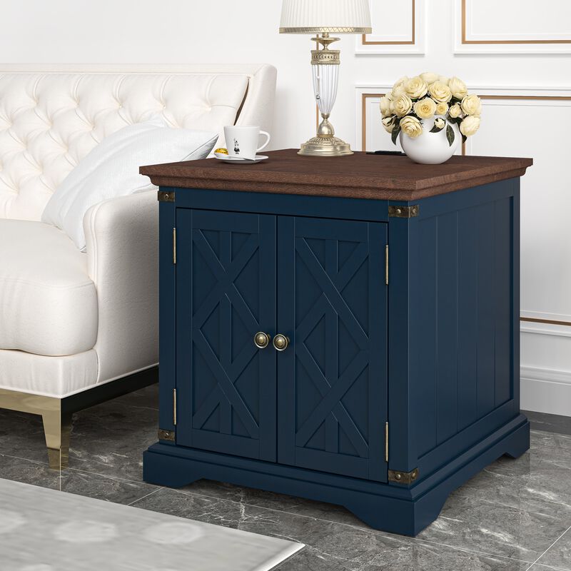 FESTIVO Farmhouse End Table with Charging Station