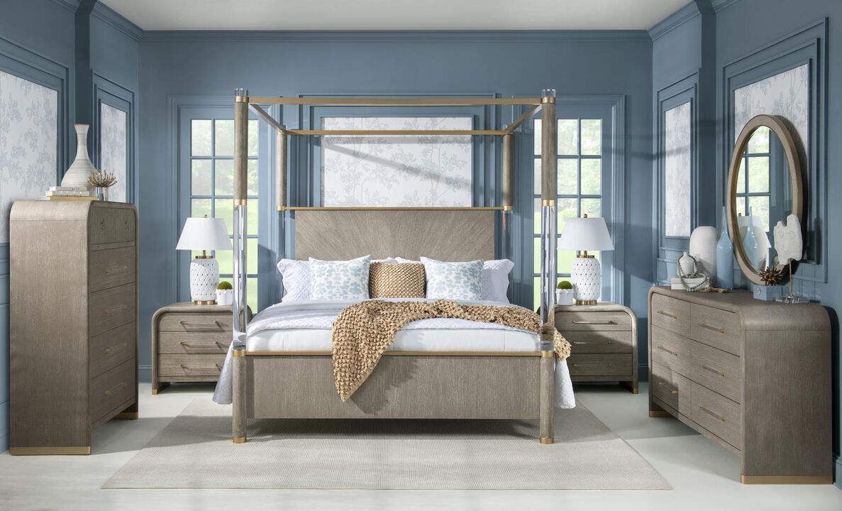 Miramar Queen Canopy Bed w/Acrylic Post