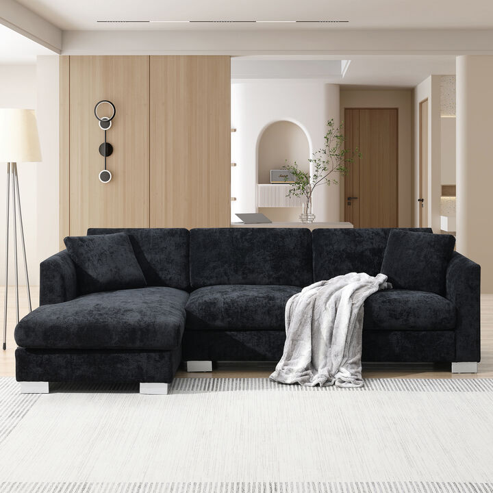Merax Modern Cloud L-shaped Sectional Sofa with Pillows