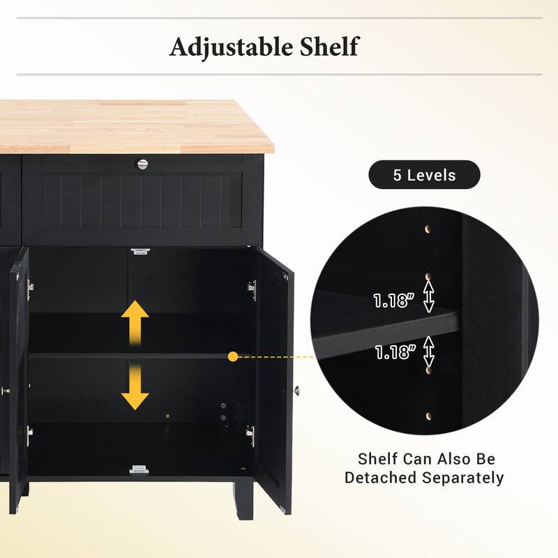 Farmhouse Kitchen Island Set with 2 Stools