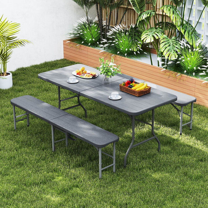 Folding HDPE Bench with 1320 LBS Capacity and Handle Lock