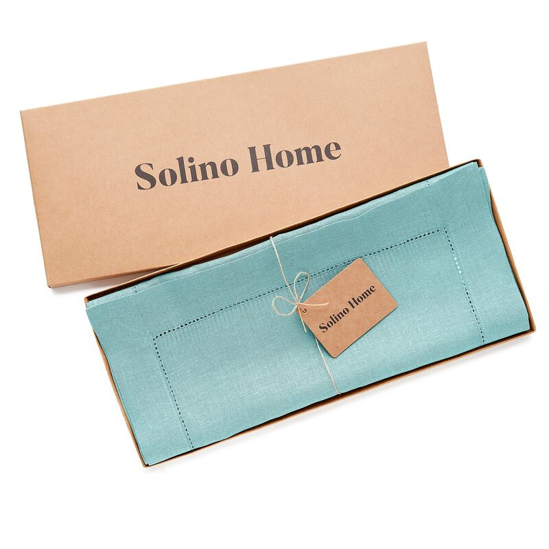 Solino Home 100% Pure Linen Table Runner | Classic Hemstitch for Valentines