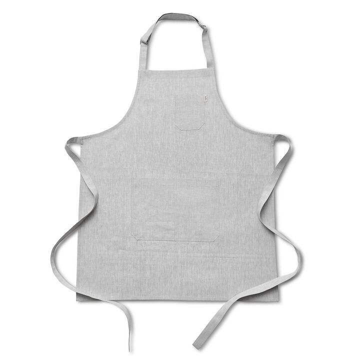 Solino Home 100% Pure Linen Bib Apron 32 x 27 Inch | Linen Kitchen Apron for Men and Women