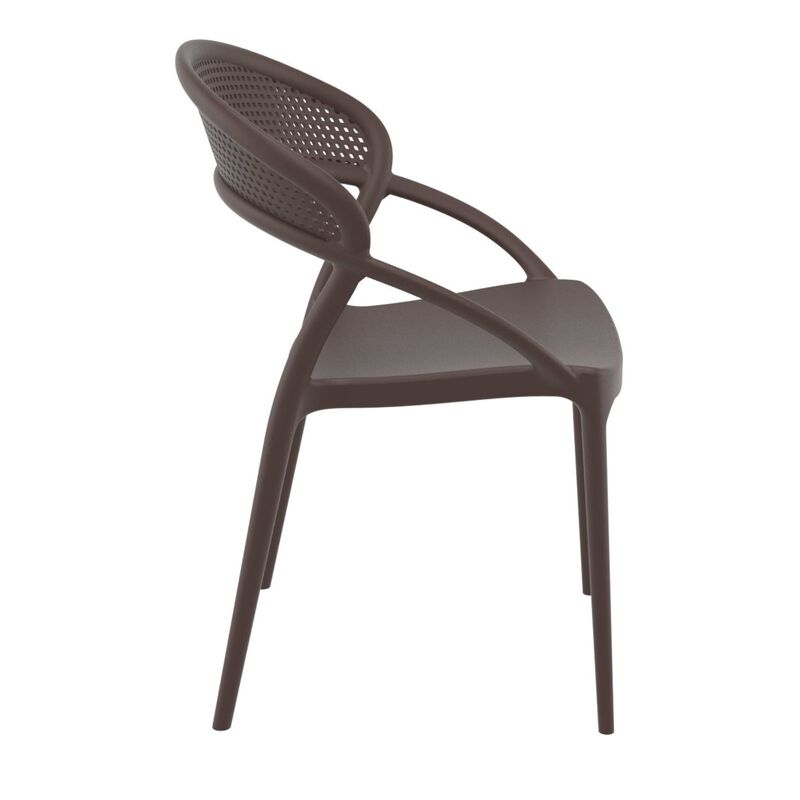 32.25" White Mesh Outdoor Patio Round Dining Chair