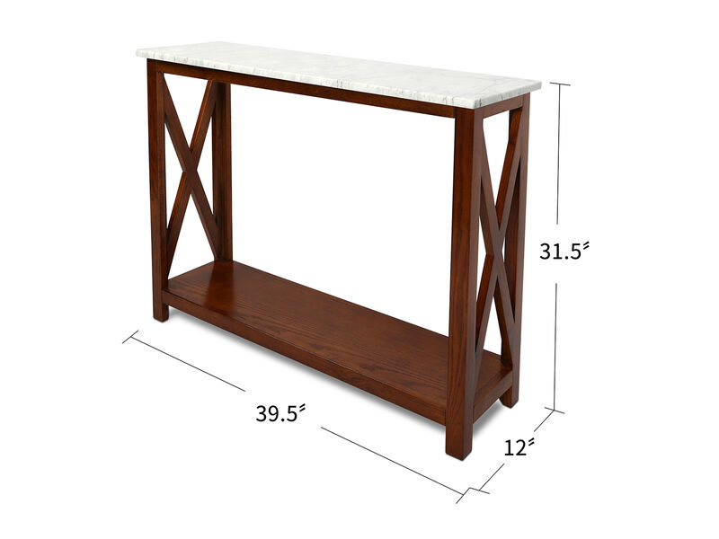 Agatha 39" Rectangular Italian Carrara Console Table