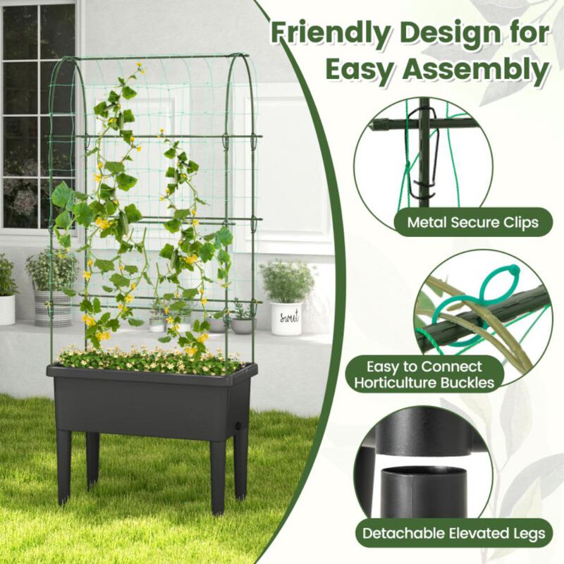 Hivvago Self-watering Raised Garden Bed Elevated Planter with Climbing Trellis