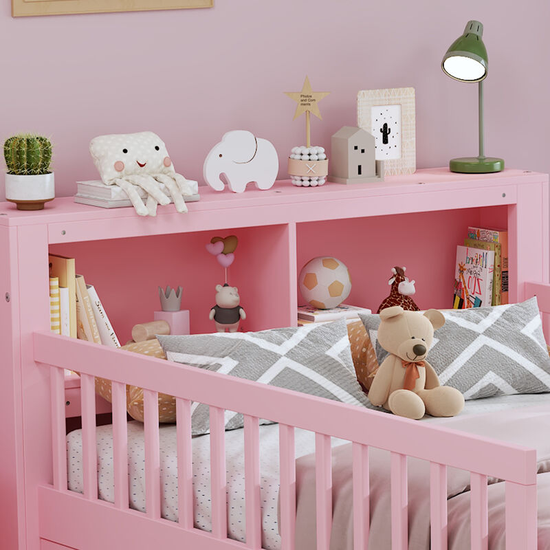Merax Platform Bed with Headboard Storage Rack