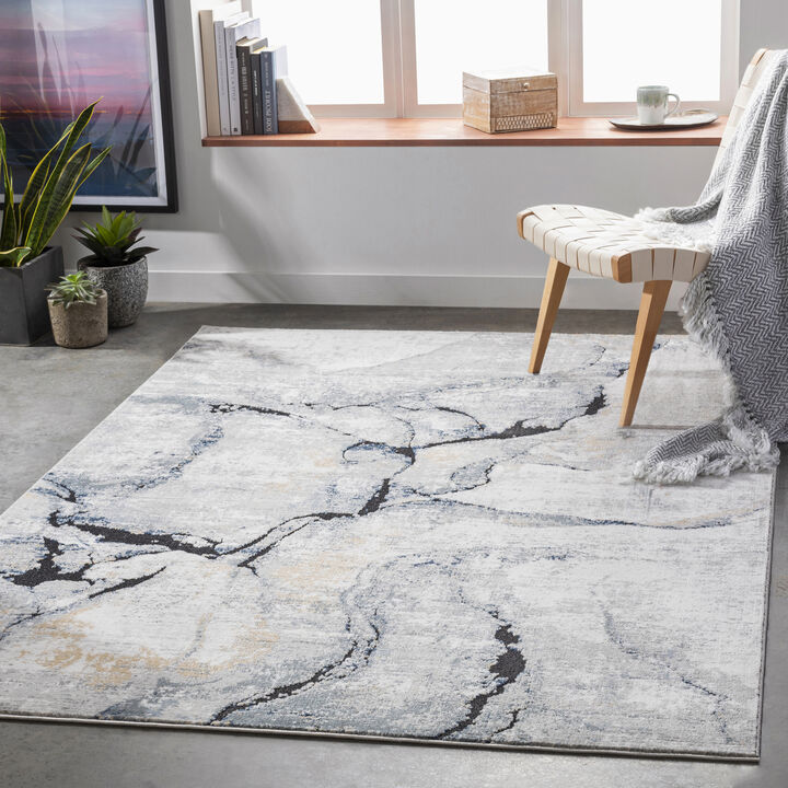 Jolie JLO-2316 5'3' Round Gray Rug