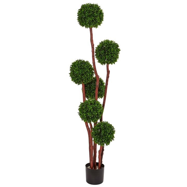 Hivvago 5 Feet New Boxwood Tree UV Resistant (Indoor/Outdoor)