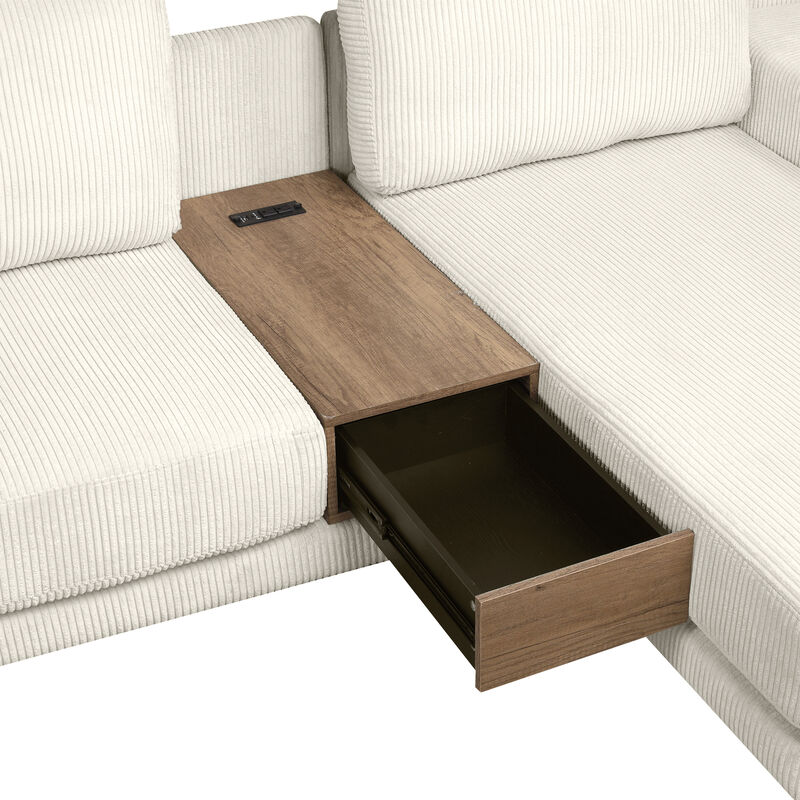 Merax L-shaped Sofa Sectional Sofa with Two USB Ports