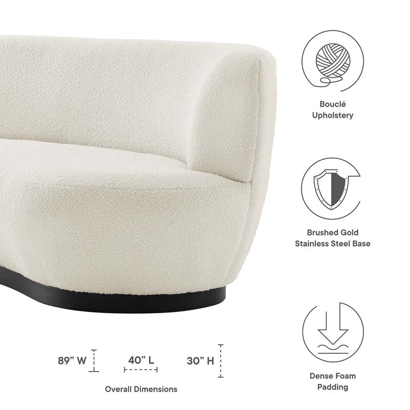 Kindred Boucle Upholstered Upholstered Fabric Sofa White EEI-5488-BLK-IVO