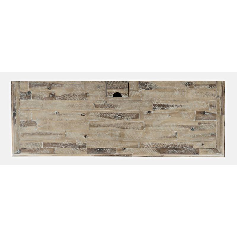 Jofran Rustic Shores Coastal Style Distressed Acacia USB Charging Desk