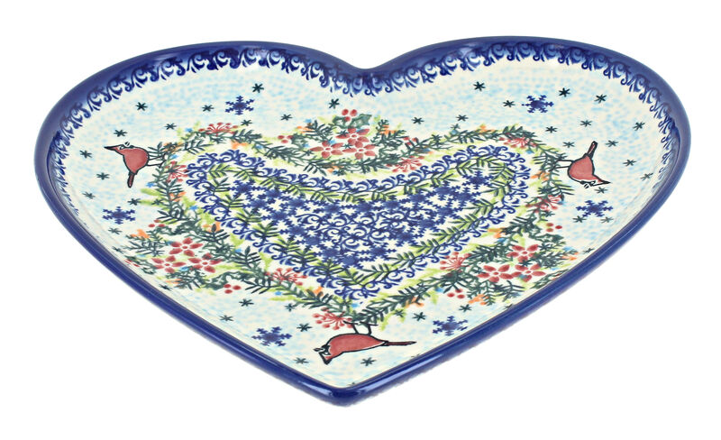 Blue Rose Polish Pottery Sierra Large Heart Plate