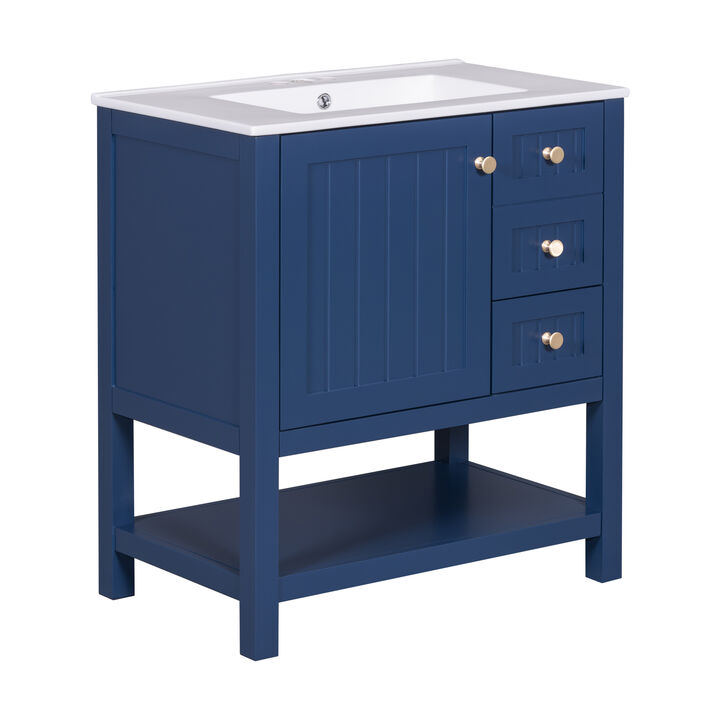 Merax Bathroom Vanity Cabinet Combo with Ceramic Sink