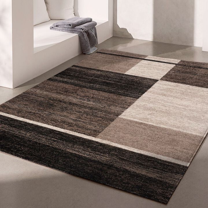 Nova Contemporary Mid-Century Modern Brown Beige Indoor Area Rug