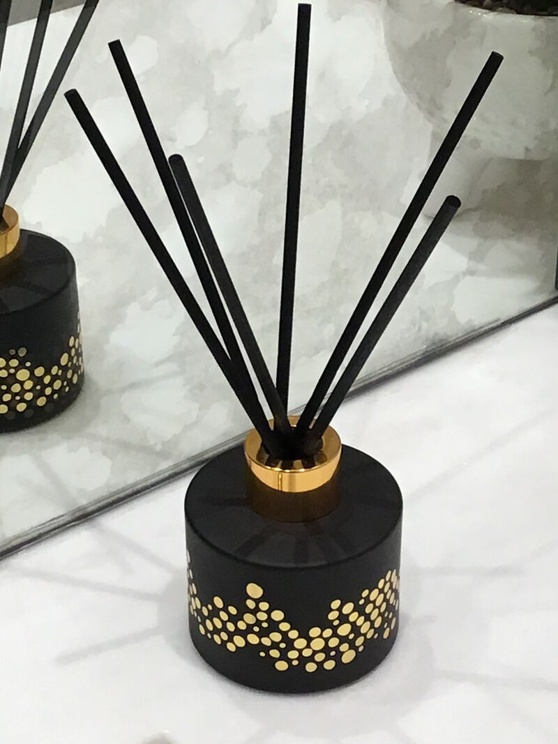 Gold Spotted Black Bottle Diffuser, "English Pear & Frees" Aroma