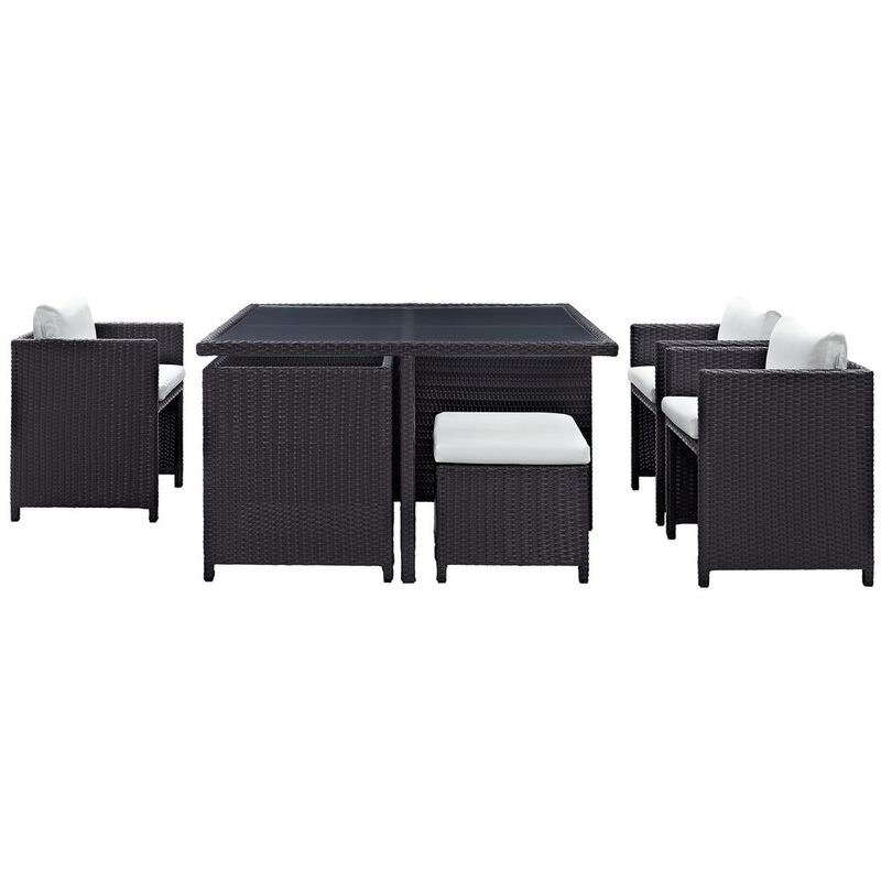 Inverse 9 Piece Outdoor Patio Dining Set - Espresso White
