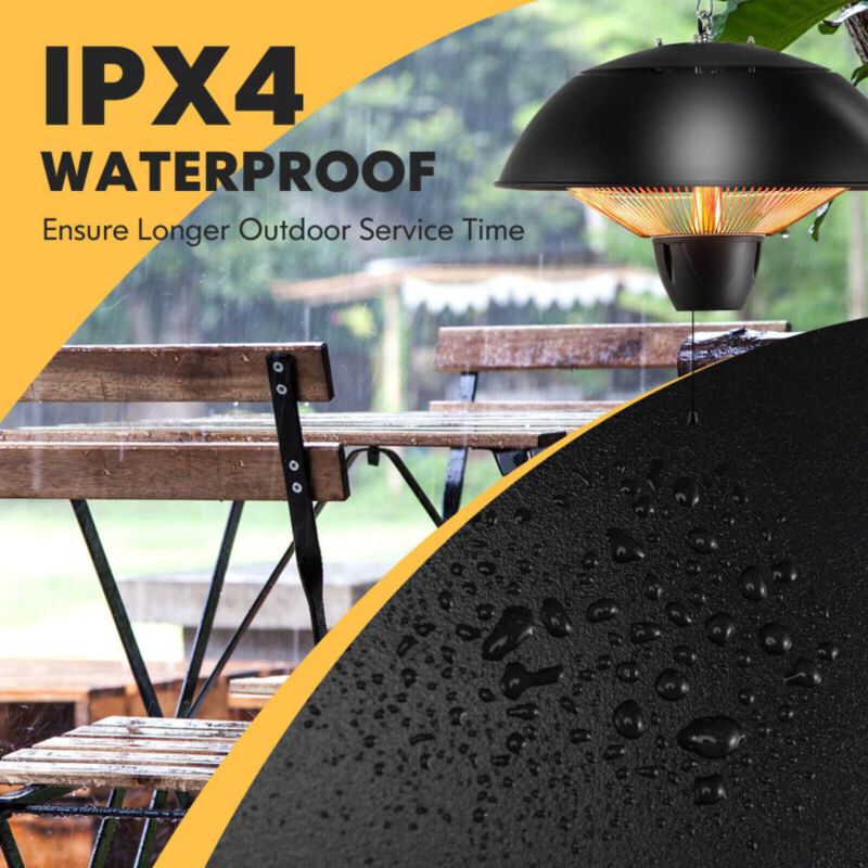 Hivvago 1500W Electric Hanging Patio Heater with IPX4 Waterproof