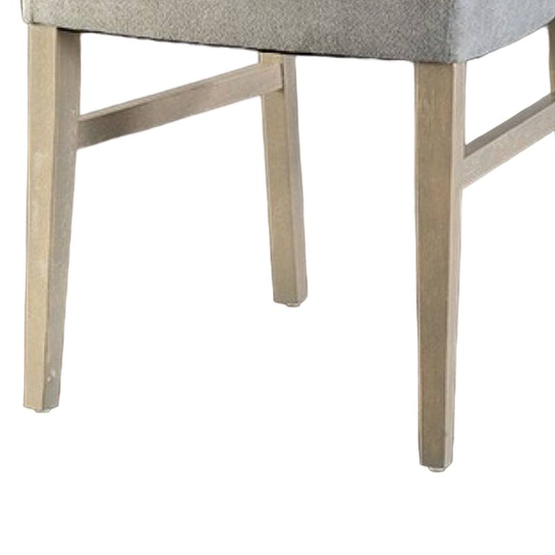 Kene Dining Side Chair Set of 2, Contour Back, Tapered Legs, Gray Fabric