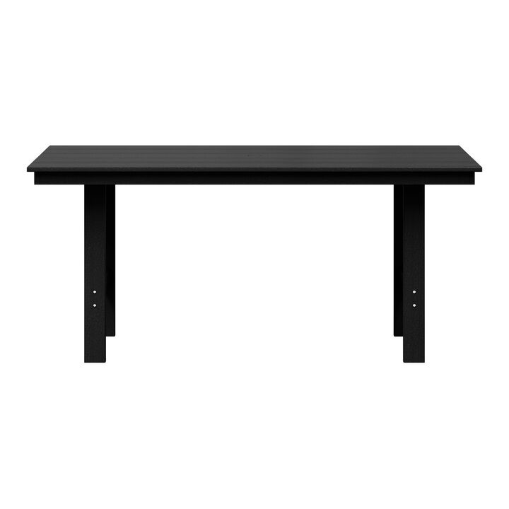 WestinTrends Outdoor Modern HDPE 66" Wide Rectangle Patio Dining Table for 6