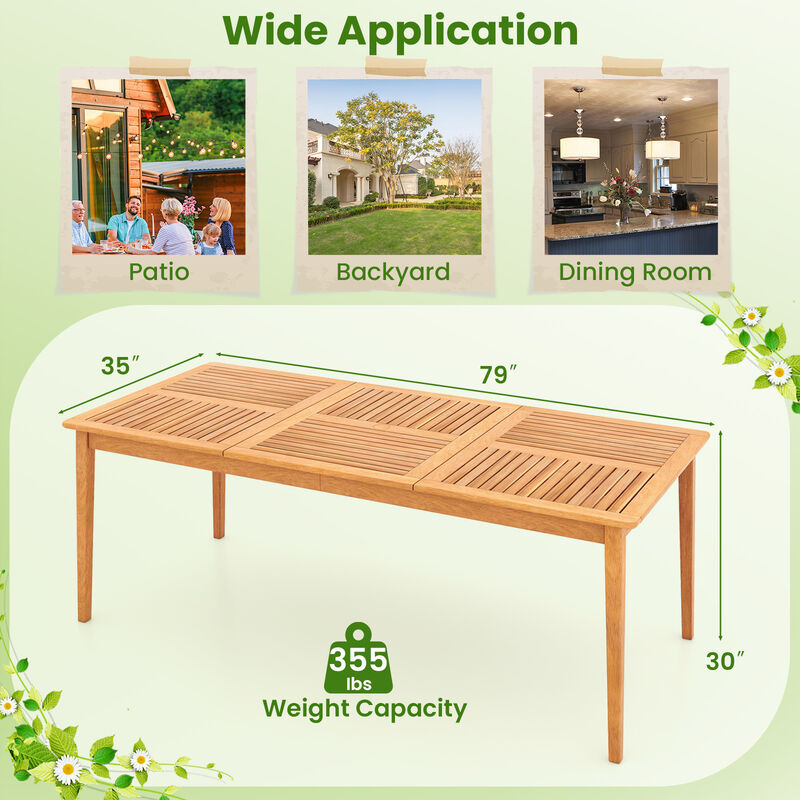 8-Person Outdoor Dining Bistro Table with Umbrella Hole for Patio or Garden