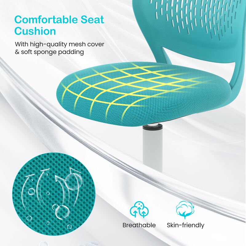 Costway Office Task Desk Armless Chair Adjustable Mid Back Swivel Study Chair