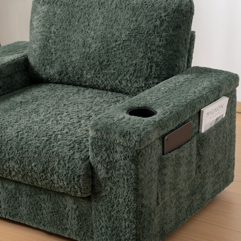 Merax Upholstered Sofa Chair with Storage Ottoman and Armrests