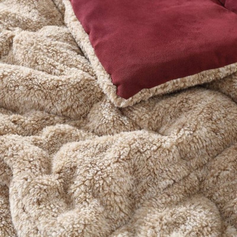 Hivvago Plush Sherpa Reversible Micro Suede Comforter Set