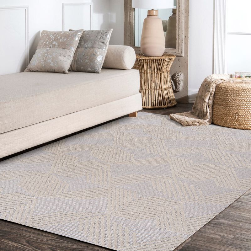 Jazz High-Low Pile Art Deco Geometric Indoor/Outdoor Area Rug