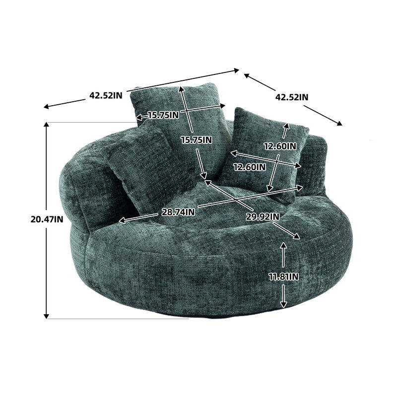 Merax Single Gaming Sofa Bean Bag Chenille Chair Couch with 3 Pillows