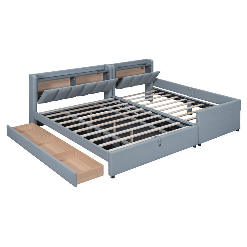 Merax Two in One Upholstered Platform Bed with Storage