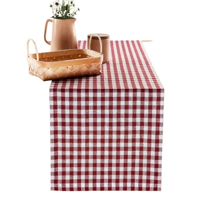 Solino Home 100% Pure Linen Table Runner | Gingham Check