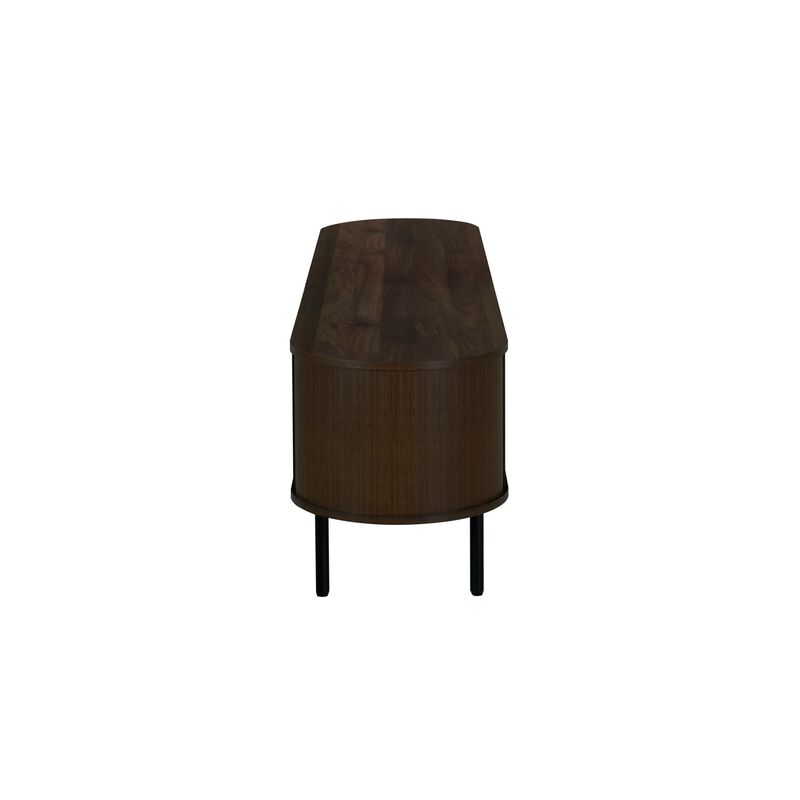 Brandon TV Stand Media Console, Shelf 2 Cabinets, Dark Brown, 71 Inch - Benzara
