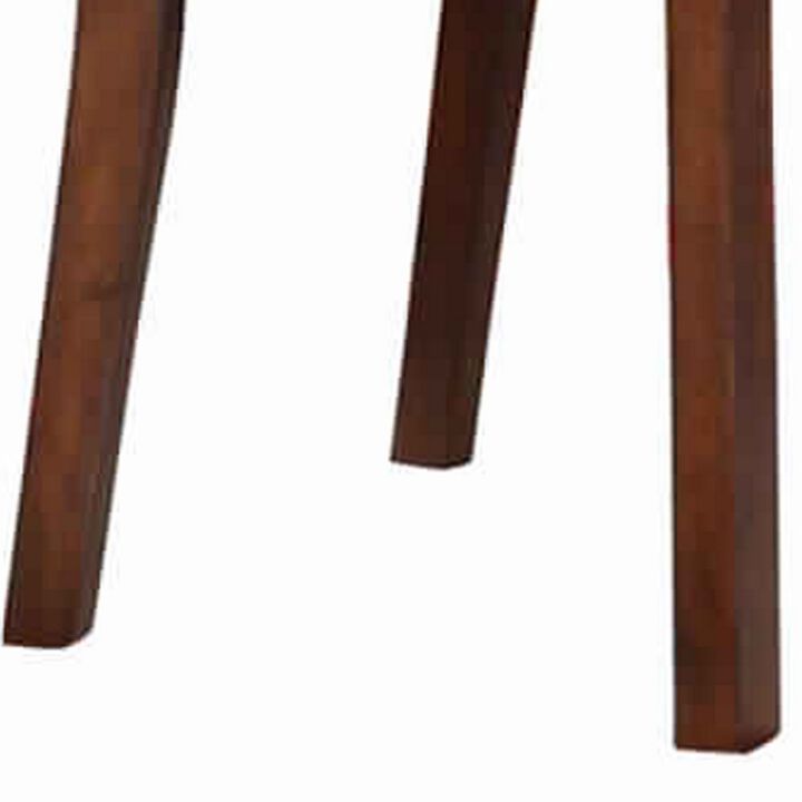 Solid Wood Leather Seat Side Chair Brown Set of 2-Benzara