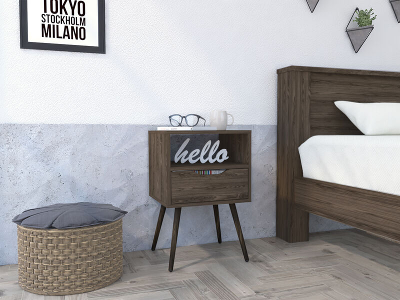 Streamdale Haverson 1-Drawer 1-Shelf Nightstand Dark Walnut