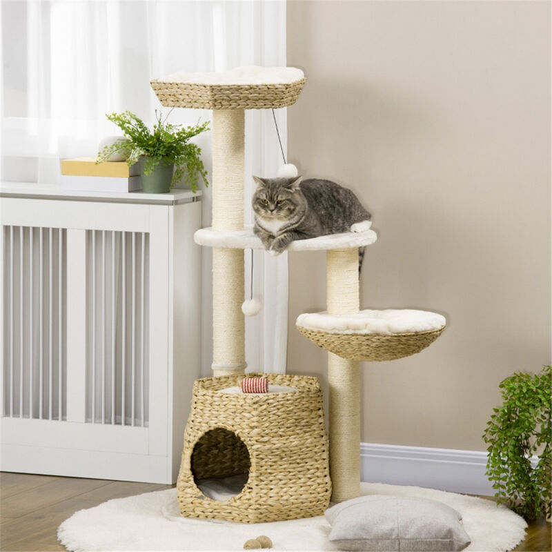 Multi-Level Cat Tree with Scratching Posts, Cozy Perches, and Hideaways for Indoor Cats