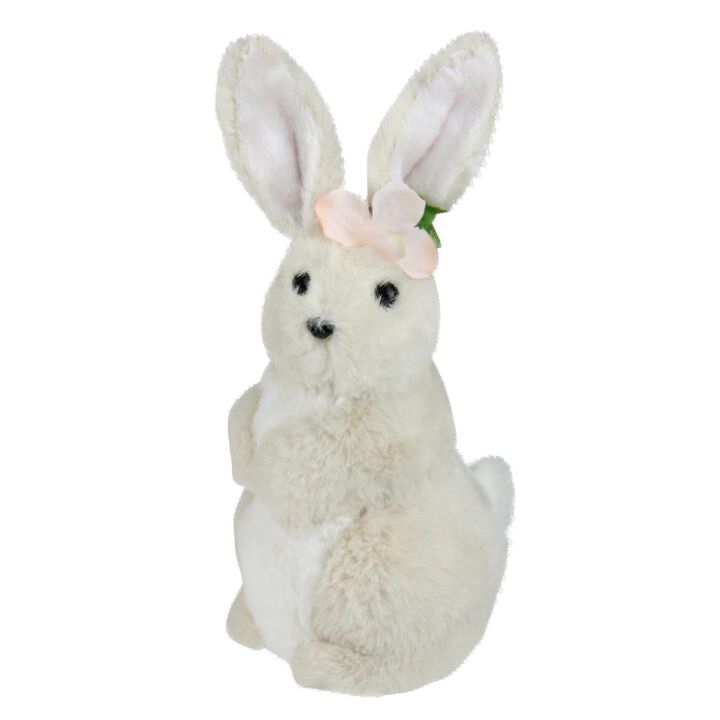 11.5� Beige Plush Standing Easter Bunny Rabbit Girl Spring Tabletop Figurine
