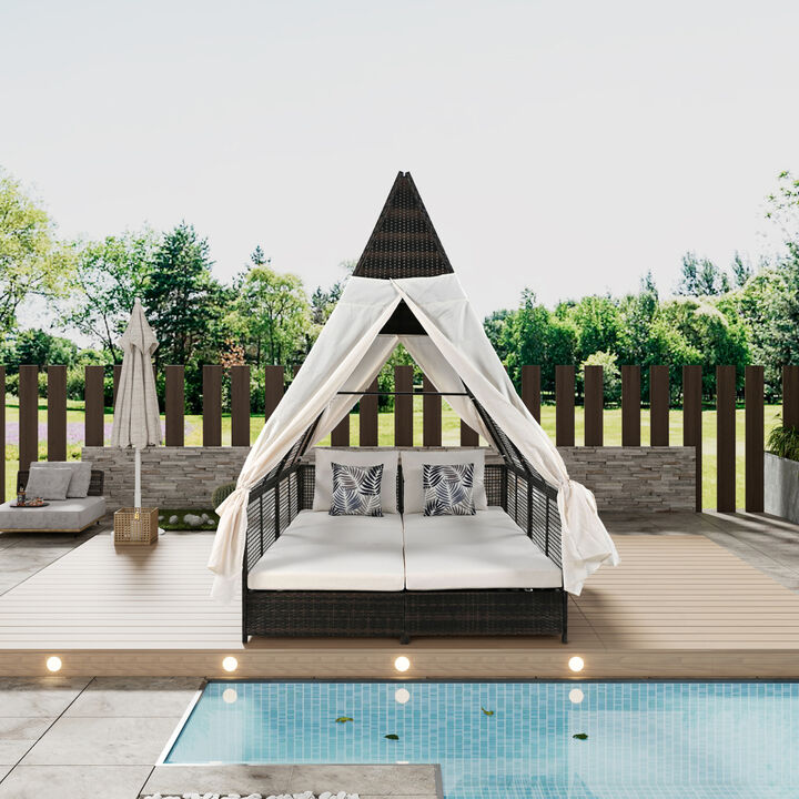 Adjustable Outdoor Daybed with Sun Lounger
