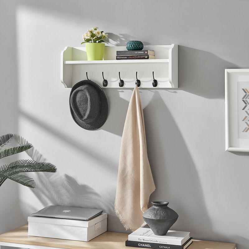 Utility Coat Rack Wall Shelf Organizer with Hooks