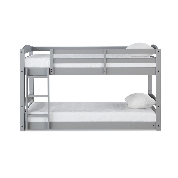 DHP Sierra Low Profile Twin over Twin Bunk Bed with Ladder, Gray