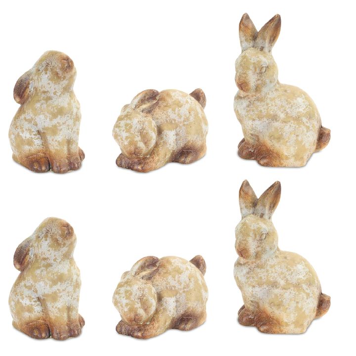 Set of 6 Decorative Rabbit Statues for Garden, Yard, and Outdoor Decoration